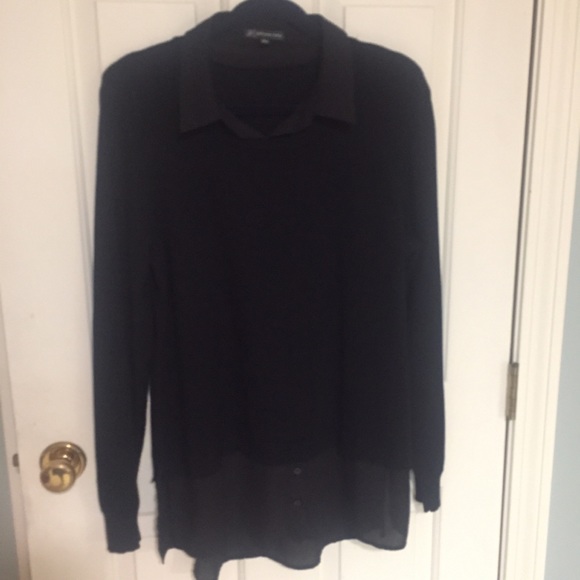 Adrianna Papell twofer black on black sweater L - Picture 3 of 11